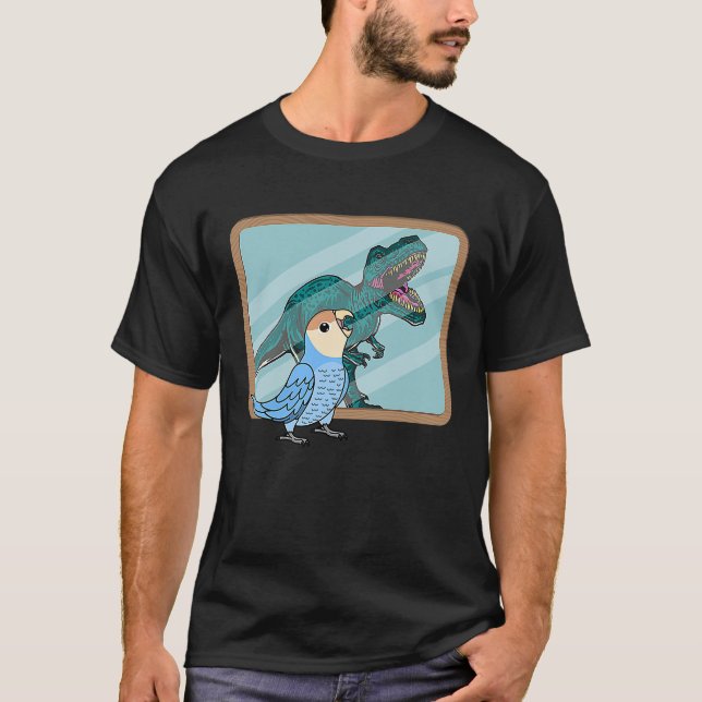 Parrot & Rex Reflection I Peach faced Blue Lovebir T-Shirt (Front)