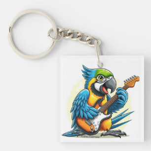 Parrot Rock Music Key Ring
