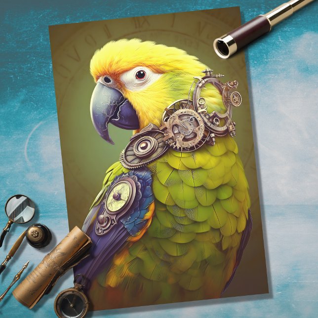 Parrot Steampunk 3 Decoupage Paper (Creator Uploaded)