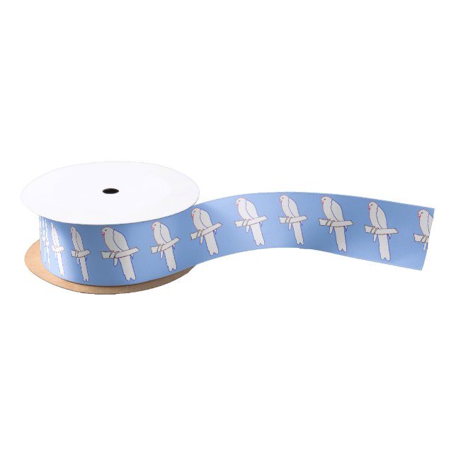 Parrot Themed Outline Drawing Ribbon Satin Ribbon (Spool)
