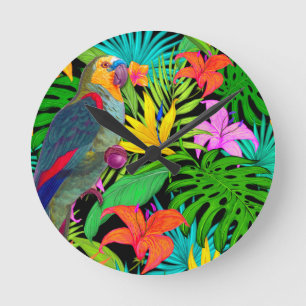 PARROT TROPICAL BIRD  ROUND CLOCK