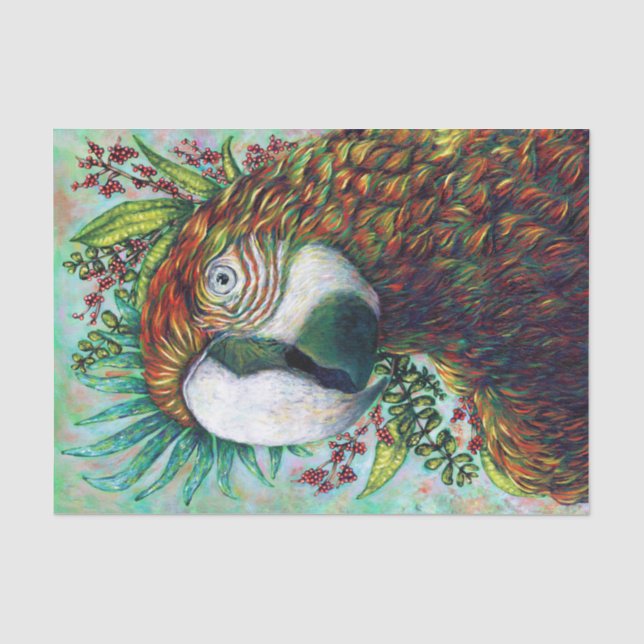 Parrot Tropical Floral Bird Funny Tissue Paper (Front)