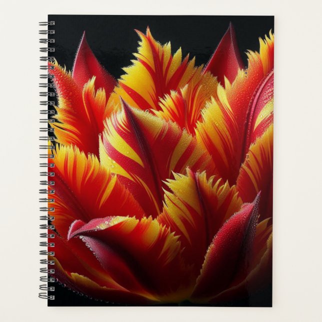 Parrot Tulip Floral Red and Yellow  Planner (Front)