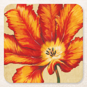 Parrot Tulip II Square Paper Coaster