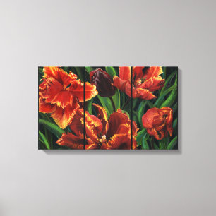 "Parrot Tulips Triptych" Canvas Print