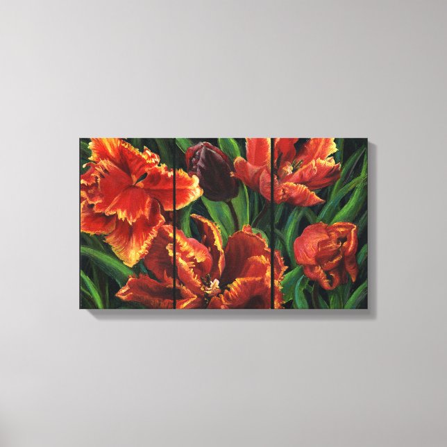 "Parrot Tulips Triptych" Canvas Print (Front)
