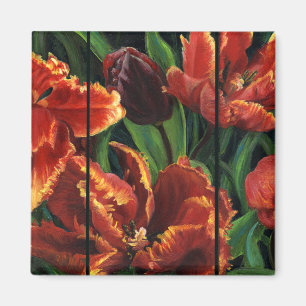 "Parrot Tulips Triptych" Magnet