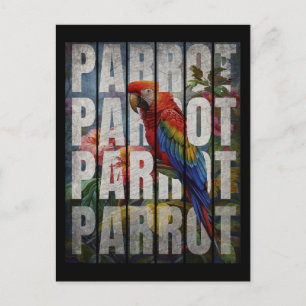 Parrot Typography Vintage Nature Forest Postcard