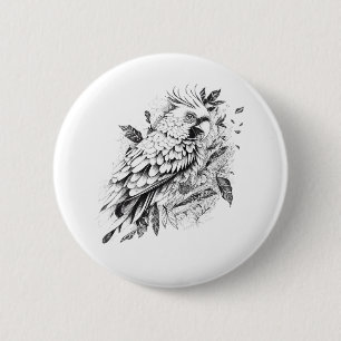 Parrot Wild Animal Nature Illustration Art Tattoo 6 Cm Round Badge
