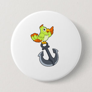 Parrot with Anchor 7.5 Cm Round Badge