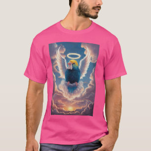 Parrot With Angel Wings And Halo Flying Among Clou T-Shirt