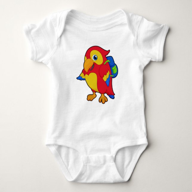 Parrot with Backpack Baby Bodysuit (Front)