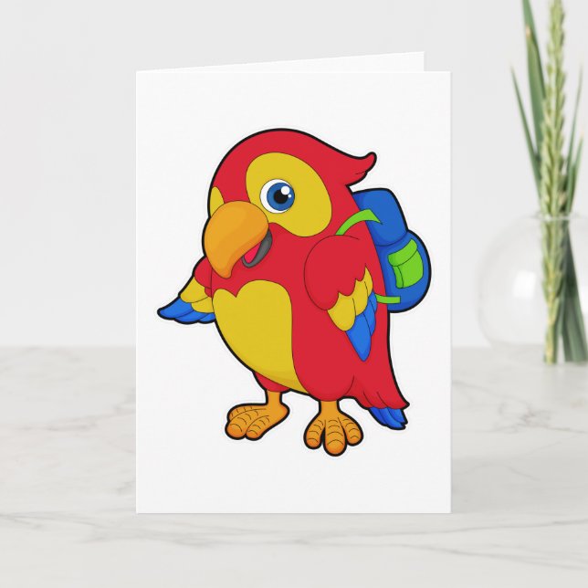 Parrot with Backpack Card (Front)