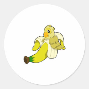 Parrot with Banana Classic Round Sticker