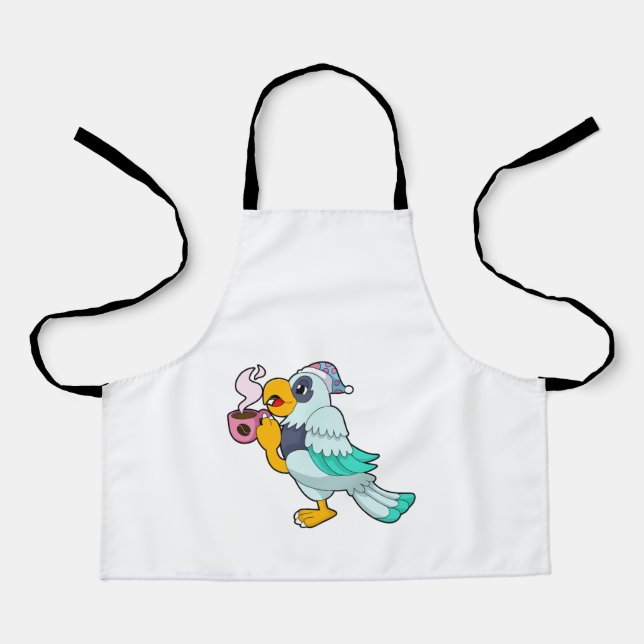 Parrot with Cup of Coffee Apron (Front)