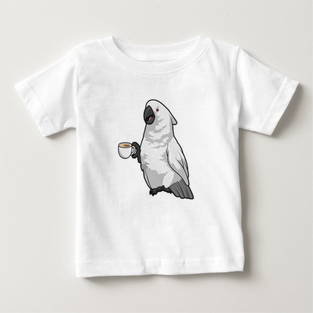 Parrot with Cup of Coffee Baby T-Shirt (Front)