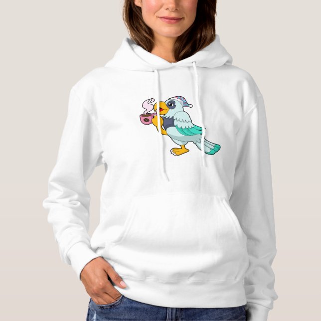 Parrot with Cup of Coffee Hoodie (Front)