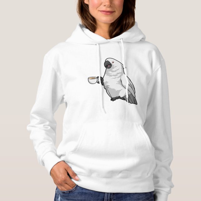 Parrot with Cup of Coffee Hoodie (Front)