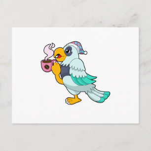 Parrot with Cup of Coffee Postcard