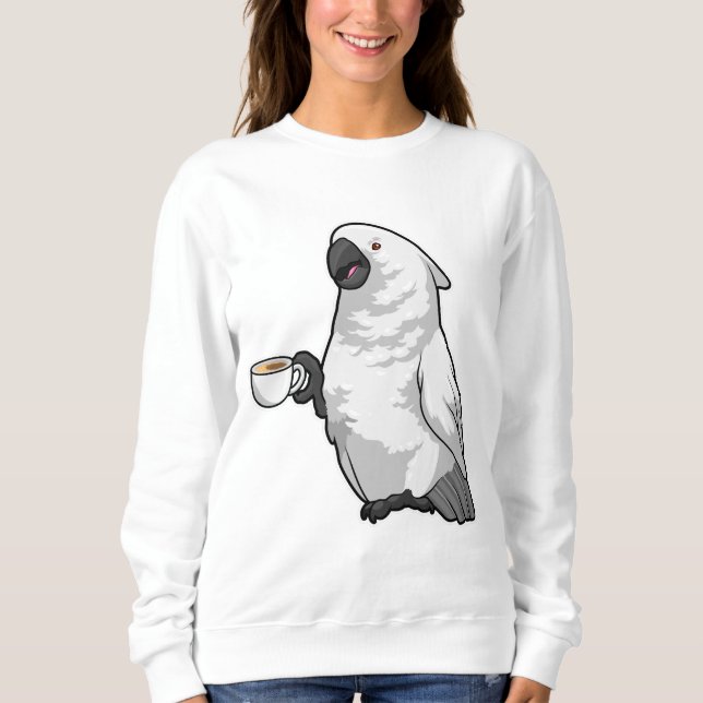 Parrot with Cup of Coffee Sweatshirt (Front)