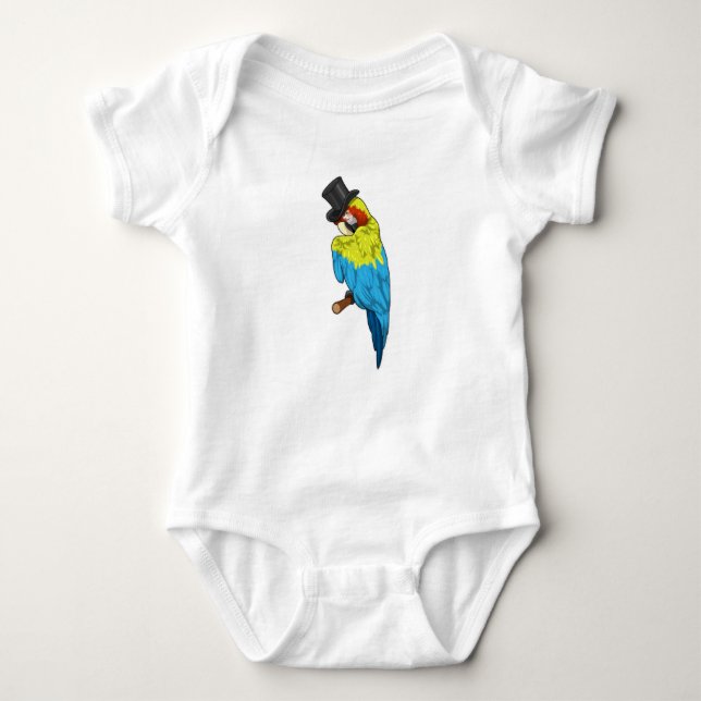Parrot with Cylinder Baby Bodysuit (Front)