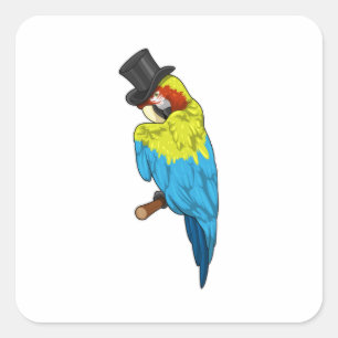 Parrot with Cylinder Square Sticker