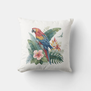 Parrot With Flowers Cushion