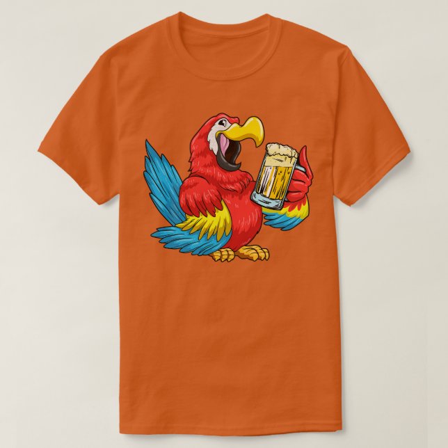 Parrot with glass of beer T-Shirt (Design Front)