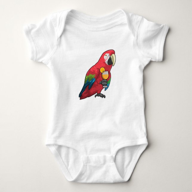 Parrot with Glass of Orange juice Baby Bodysuit (Front)