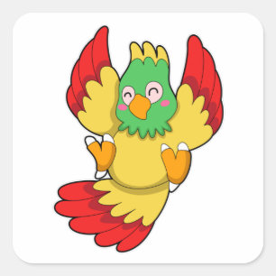 Parrot with green Head Square Sticker