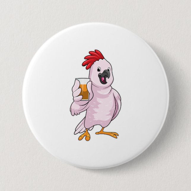 Parrot with Juice 7.5 Cm Round Badge (Front)