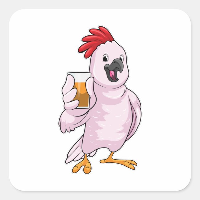 Parrot with Juice Square Sticker (Front)
