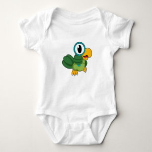 Parrot with Magnifying glass Baby Bodysuit