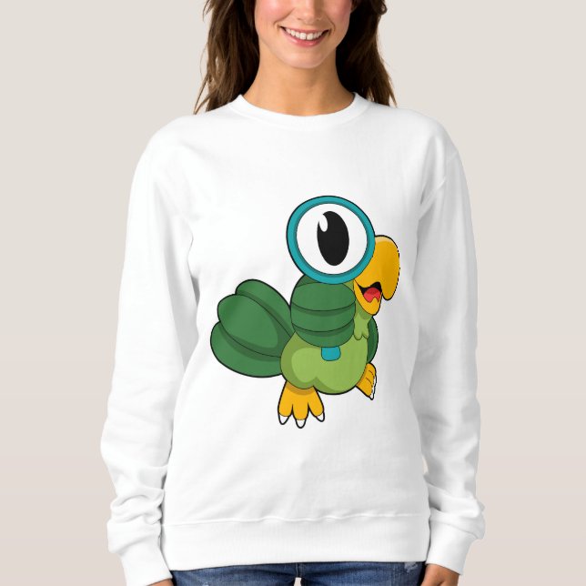 Parrot with Magnifying glass Sweatshirt (Front)
