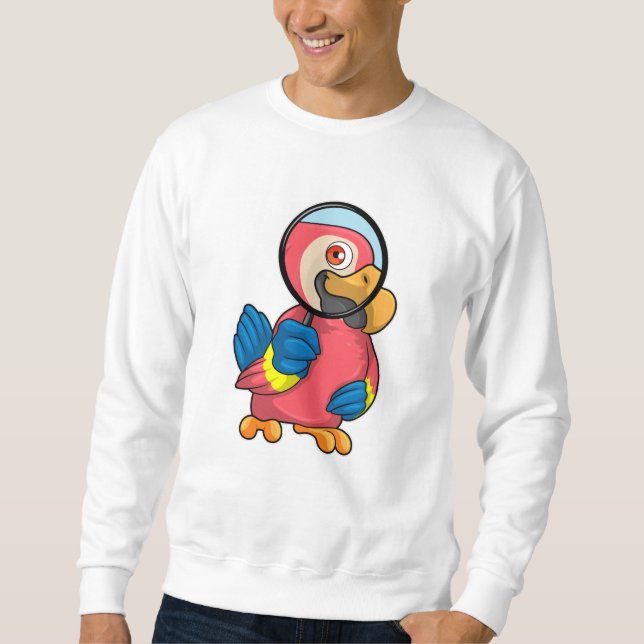Parrot with Magnifying glass Sweatshirt (Front)