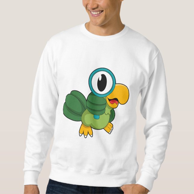 Parrot with Magnifying glass Sweatshirt (Front)