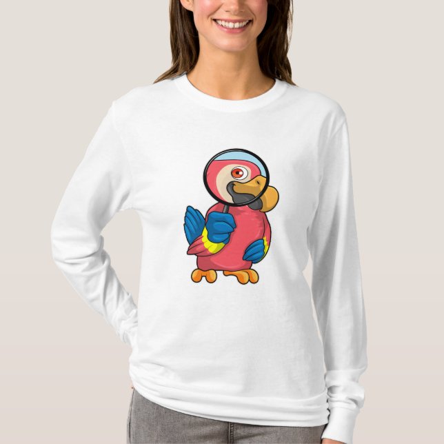 Parrot with Magnifying glass T-Shirt (Front)