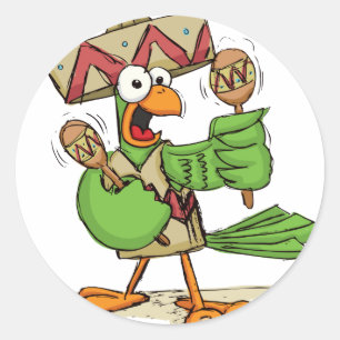 Parrot with Maracas Classic Round Sticker