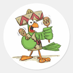 Parrot with Maracas Classic Round Sticker