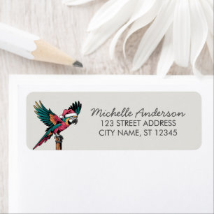  Parrot with Santa Hat Christmas Return Address   