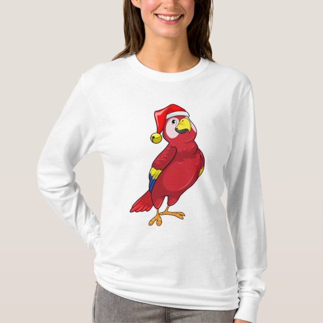 Parrot with Santa hat T-Shirt (Front)