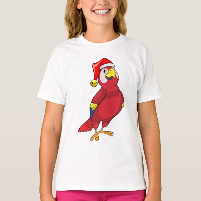 Parrot with Santa hat T-Shirt (Front)