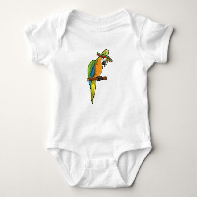Parrot with Straw hat Baby Bodysuit (Front)