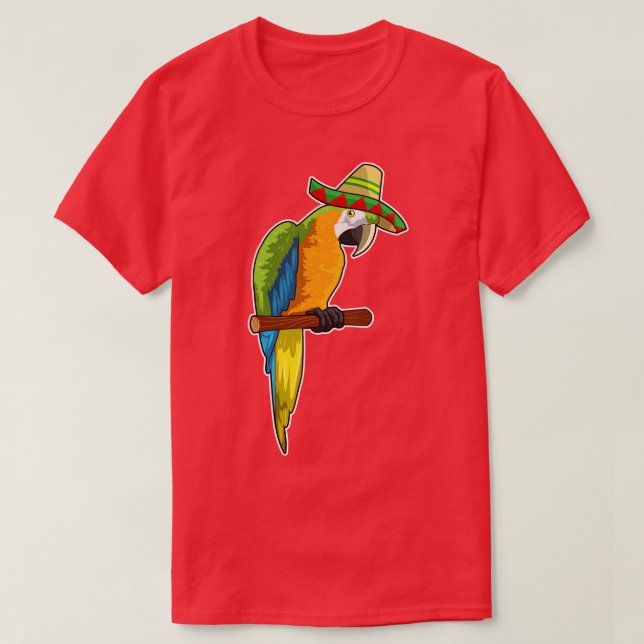 Parrot with Straw hat T-Shirt (Design Front)
