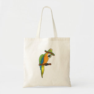 Parrot with Straw hat Tote Bag