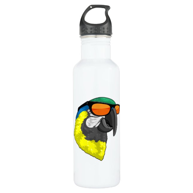 Parrot with Sunglasses 710 Ml Water Bottle (Front)