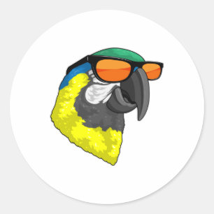 Parrot with Sunglasses Classic Round Sticker