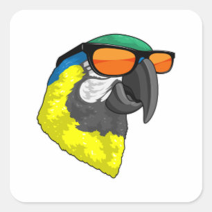 Parrot with Sunglasses Square Sticker