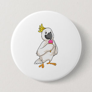 Parrot with Waffle ice cream 7.5 Cm Round Badge