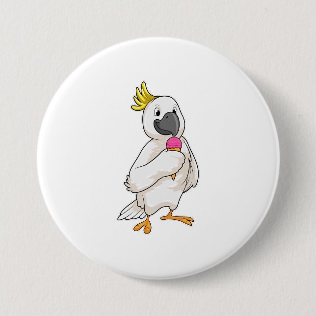 Parrot with Waffle ice cream 7.5 Cm Round Badge (Front)
